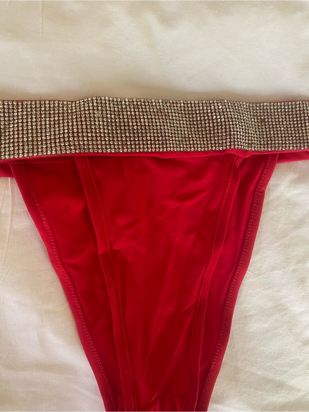 Red Rhinestone-Embellished Triangle Bikini - Picture 3 of 3